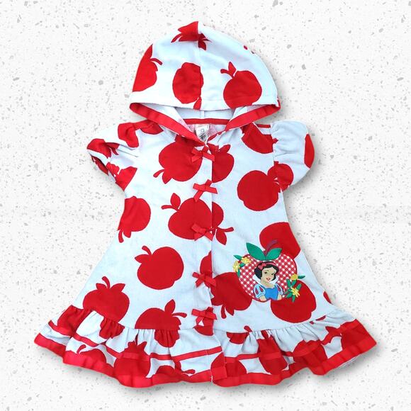 VTG Y2K Disney Snow White Apple Themed Terry Cloth Robe Dress Size 2T-3T - Picture 1 of 5